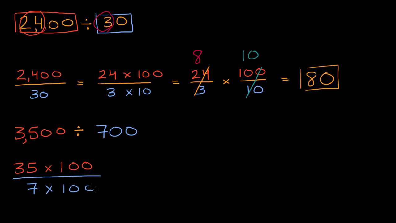 Strategies For Dividing Multiples Of 10 100 And 1000 Video Khan Academy