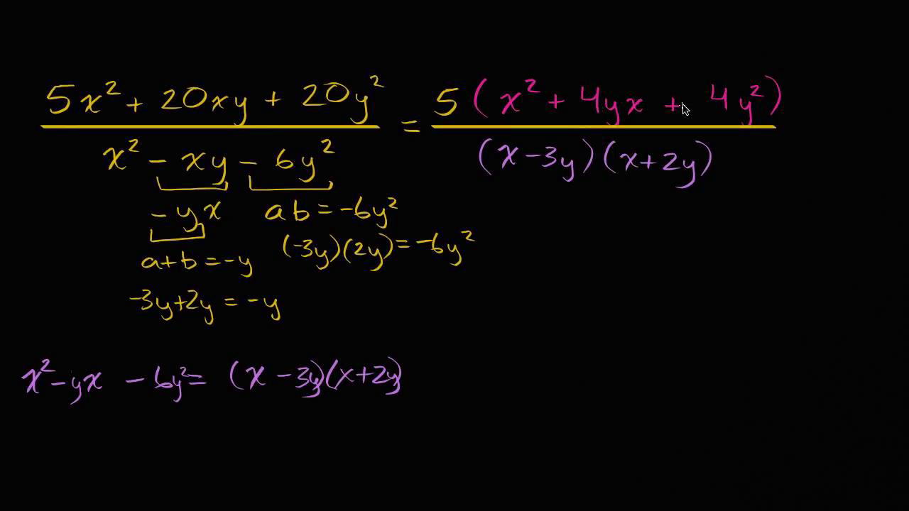 Simplifying rational expressions: two variables (video)