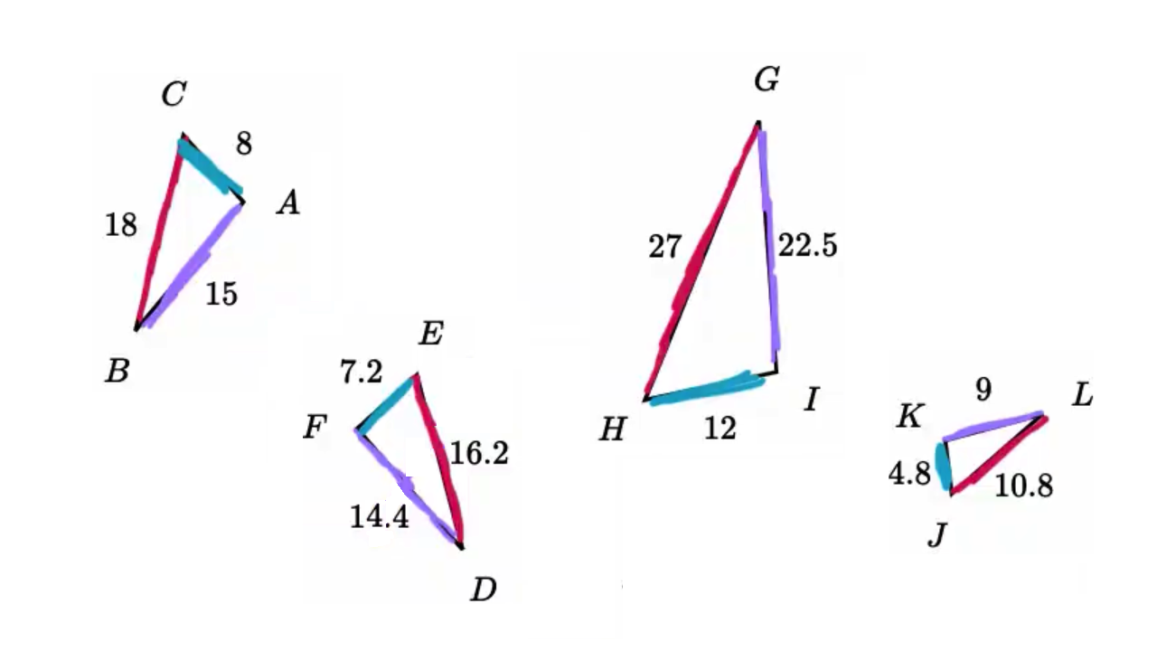 Determine similar triangles SSS (practice) Khan Academy