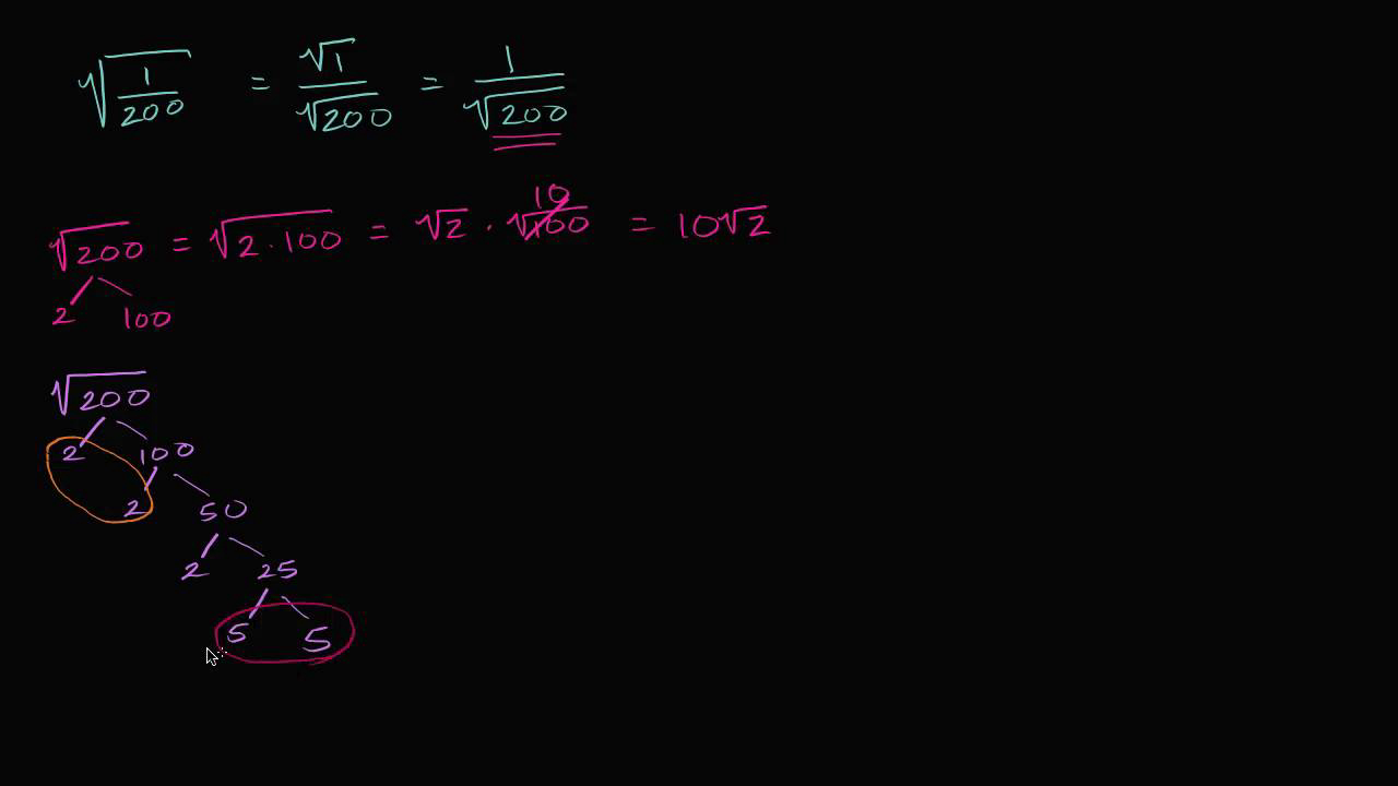 Simplificação de raízes quadradas de frações (vídeo)